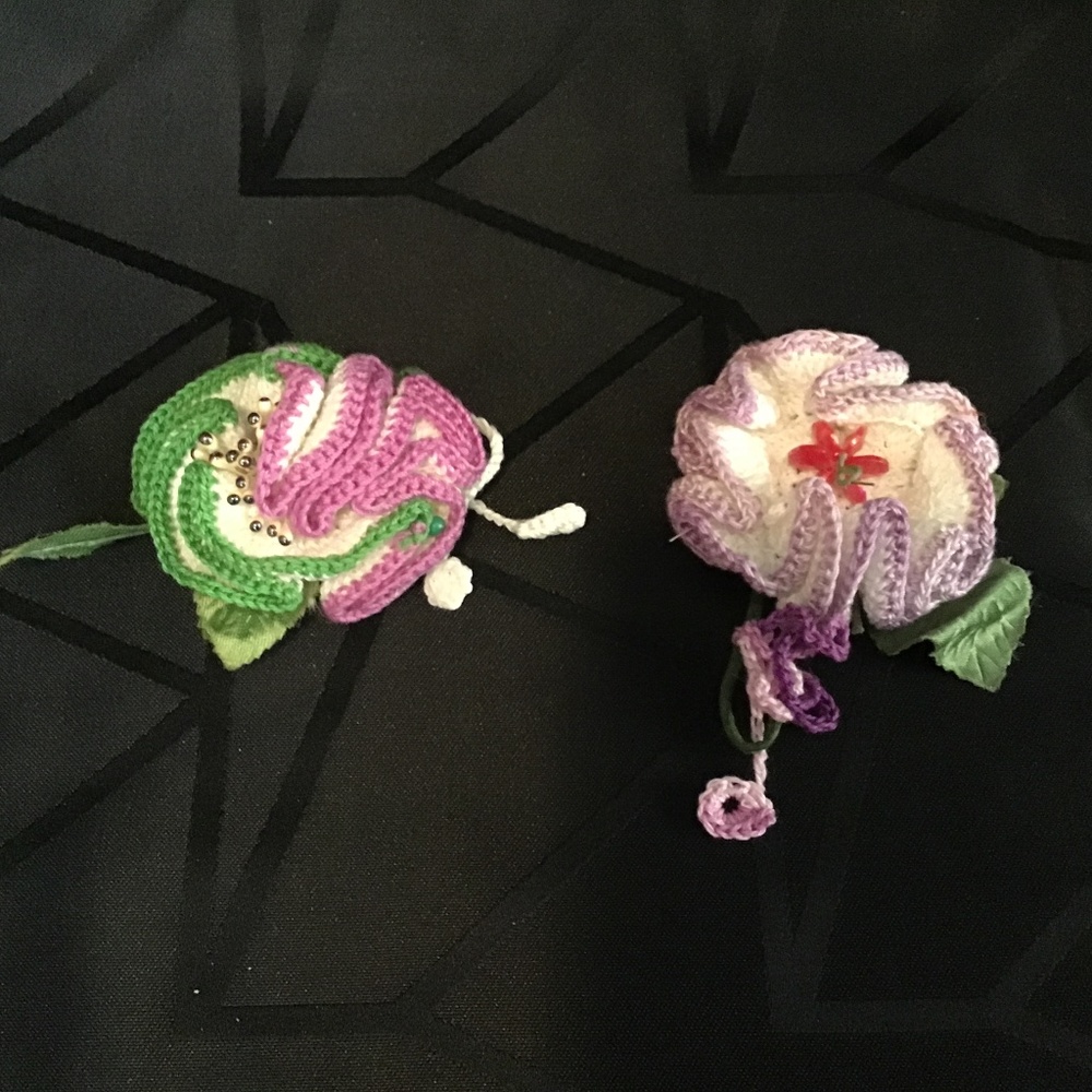 Vintage handmade floral broaches